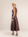 VESTIDO COURO PU RECORTES YUNA VINHO