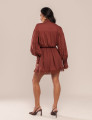 VESTIDO CURTO COM RENDA ELAH MARROM