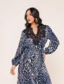 VESTIDO ANIMAL PRINT JASMIM AZUL MARINHO