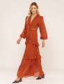 VESTIDO  DECOTE V DONATELA MARROM