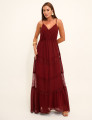 VESTIDO LONGO CREPE MELINA MARSALA