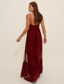 VESTIDO LONGO CREPE MELINA MARSALA