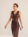 CONJUNTO COURO PU SAVANA MARROM