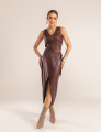 CONJUNTO COURO PU SAVANA MARROM