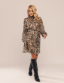 VESTIDO CURTO ANIMAL PRINT ELARA MARROM