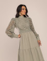 VESTIDO COM RENDA AGNES VERDE OLIVA