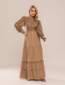 VESTIDO COM RENDA AGNES CAQUI