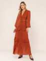 VESTIDO  DECOTE V DONATELA MARROM