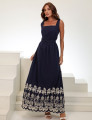 CONJUNTO DE ALGODÃO COM SAIA BORDADA PAMELA AZUL MARINHO