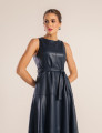 VESTIDO COURO PU RECORTES YUNA AZUL MARINHO
