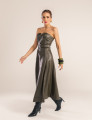 VESTIDO COURO PU  ZÍPER CAROL VERDE OLIVA