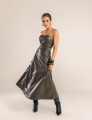 VESTIDO COURO PU  ZÍPER CAROL VERDE OLIVA