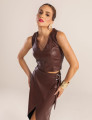 CONJUNTO COURO PU SAVANA MARROM