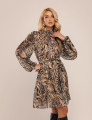 VESTIDO CURTO ANIMAL PRINT ELARA MARROM