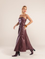 VESTIDO COURO PU  ZÍPER CAROL VERDE VINHO