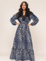 VESTIDO ANIMAL PRINT JASMIM AZUL MARINHO