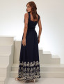 CONJUNTO DE ALGODÃO COM SAIA BORDADA PAMELA AZUL MARINHO