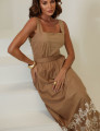 CONJUNTO DE ALGODÃO COM SAIA BORDADA PAMELA BEGE
