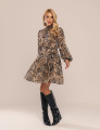 VESTIDO CURTO ANIMAL PRINT ELARA MARROM