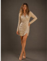 Vestido Transpassado Franzido Bianca Bege