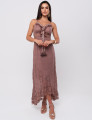 Vestido Renda Longo Leah Marrom