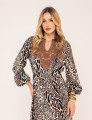VESTIDO ANIMAL PRINT JASMIM MARROM