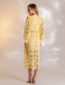 VESTIDO MIDI GUIPIR FLORA AMARELO