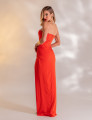 Vestido Longo Drapeado Gérbera Laranja