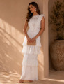 Vestido Tricô Babados Denise Off White
