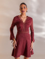 VESTIDO CURTO SUEDE VÂNIA VINHO