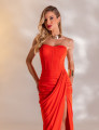 Vestido Longo Drapeado Gérbera Laranja