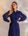VESTIDO LONGO COM BABADO CAMILLE AZUL MARINHO