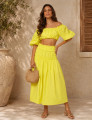 Conjunto Tricoline Franzido Rebeca Amarelo