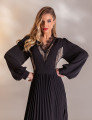 VESTIDO LONGO PLISSADO SOPHIE PRETO