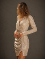 Vestido Transpassado Franzido Bianca Bege