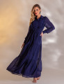 VESTIDO LONGO COM BABADO CAMILLE AZUL MARINHO