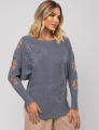 BLUSA APLIQUE BORBOLETA LUCY CINZA