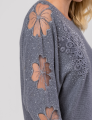 BLUSA APLIQUE BORBOLETA LUCY CINZA