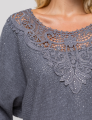 BLUSA MODA APLIQUE LILIAM CINZA