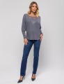 BLUSA MODA APLIQUE LILIAM CINZA