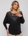 BLUSA MODA APLIQUE LILIAM PRETA