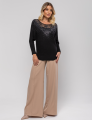BLUSA MODA APLIQUE LILIAM PRETA