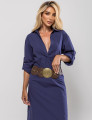 VESTIDO MIDI CHEMISE ANGELINA AZUL MARINHO