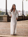 Vestido Longo Franjas Isla Off White