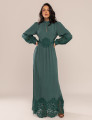 VESTIDO MIDI COM RENDA LIRA VERDE