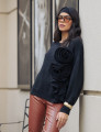 BLUSA FLORES FLORENCE PRETA