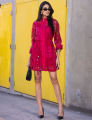Vestido Curto Patchwork Beatrice Vermelho