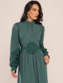 VESTIDO MIDI COM RENDA LIRA VERDE