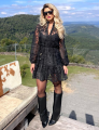 Vestido Curto Patchwork Beatrice Preto