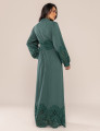 VESTIDO MIDI COM RENDA LIRA VERDE